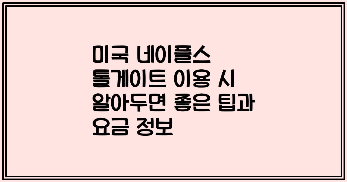미국 네이플스 톨게이트 이용 시 알아두면 좋은 팁과 요금 정보