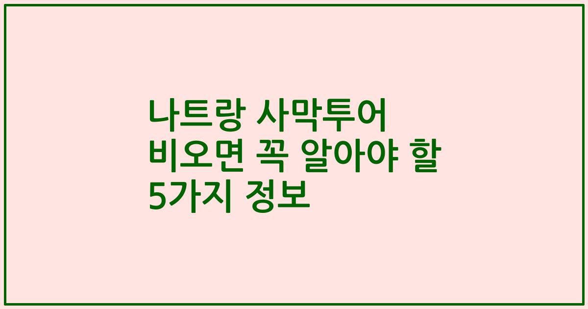 나트랑 사막투어 비오면 꼭 알아야 할 5가지 정보